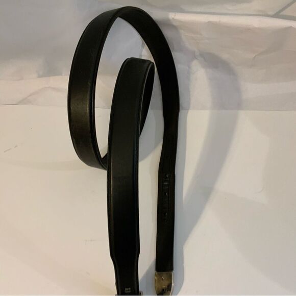 mens NOCONA belt co black leather belt size 44 silver buckle - Picture 2 of 9